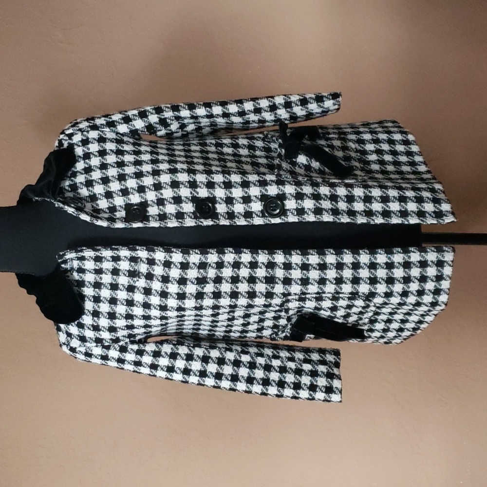 Avon Black and White Houndstooth Jacket with Bows Size 7/8